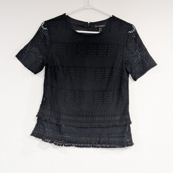 Banana Republic Short Sleeve Lace Top Black Size XS - Picture 1 of 3